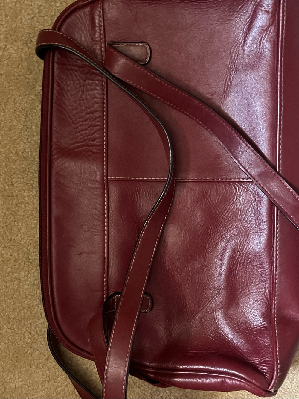 Burgundy Leather Crossbody Shoulder Bag
